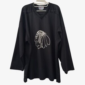 VTG Kobe Chicago Blackhawks Jersey XXL Made in Canada Rare Black Mesh Hockey